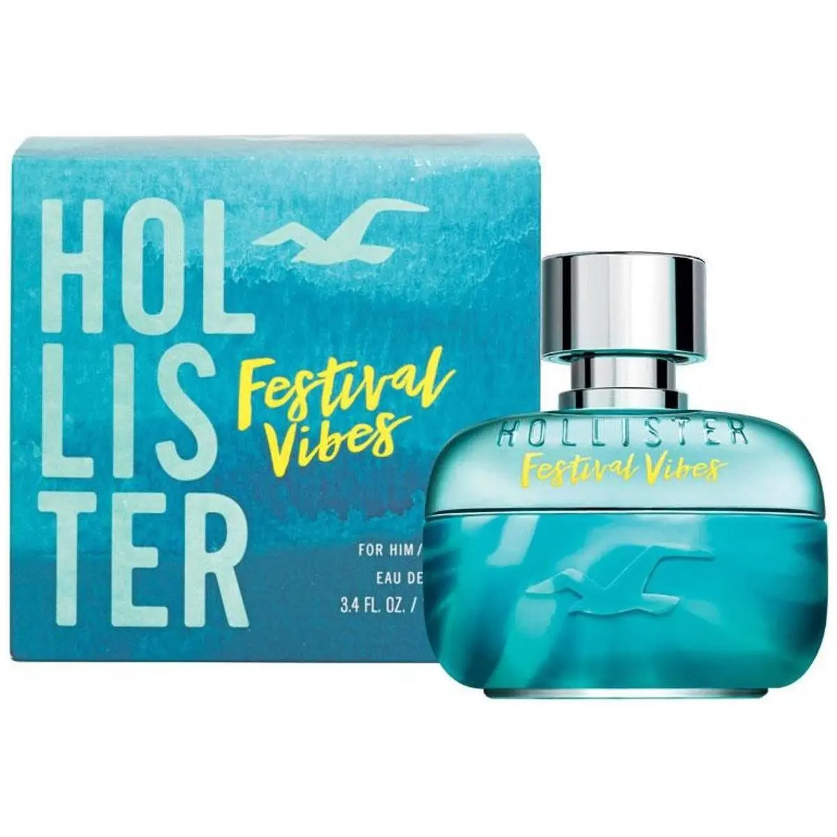 Hollister Festival Vibes for Him Eau de Toilette, Aromatic Cologne Spray with Pineapple, Sea and Woody Notes, 3.4 fl oz