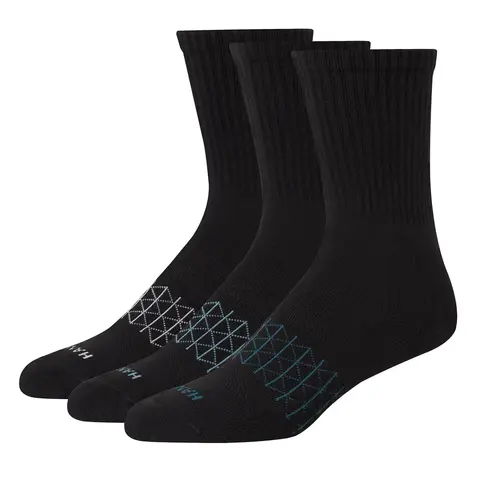 Hanes Absolute Active Men’s Cushioned Crew Socks Shoe Sizes 6-12 3-pairs Men's Underwear Multi Pack Comfortable Fit Soft Stretch Fabric Breathable Pmab84