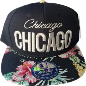 Black Floral Print Chicago Snapback Hat