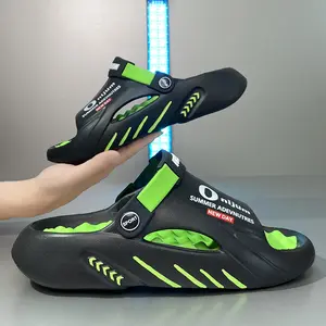 Chunky Platform Massage Slides Men Shock Absorb EVA Sport Slippers Detachable Heel Strap Anti Slip Shower Outdoor Sandals