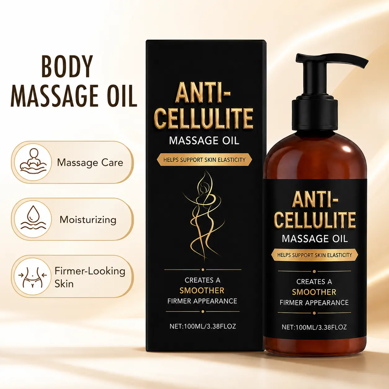 Nourishing Body Massage Oil for Daily Skin Care Routine, Lightweight Non-Greasy Moisturizing Full Body Oil, Herbal Formula Smooth Skin Feel, Spa Massage Oil for Body Care, 100ml