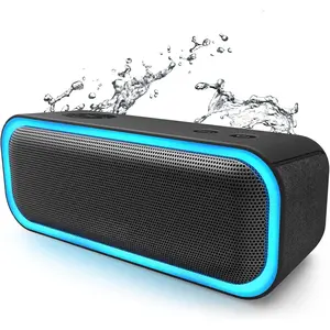 SoundBox Pro  Speaker, 20W Stereo Sound,  Extra Bass, 20H Playtime, Multi-Colors Lights, TWS Pairing, IPX6  for Garden, Hiking, Camping, Outdoor, Party-Black