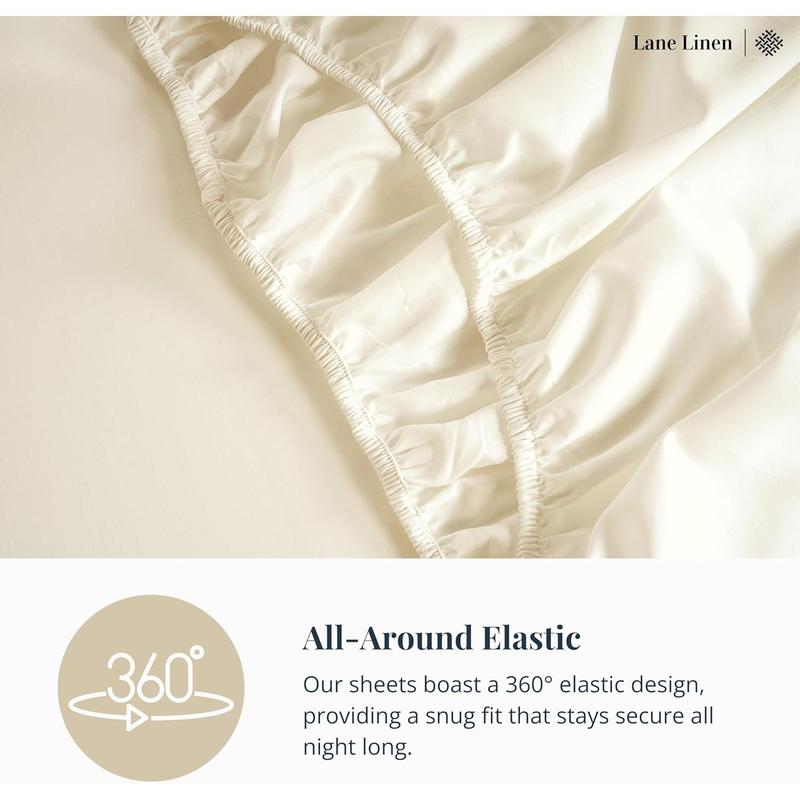 % Full Size Sheets Set 600 Thread Count, Luxury Hotel Style Sateen Weave for Soft Finish, Machine wash Bedding Sheets & Pillowcase Set, Deep Pocket Full Sheets - Ivory