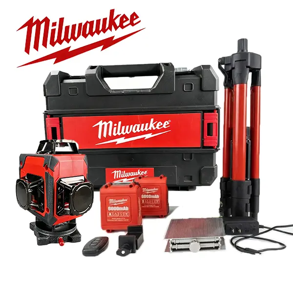 Milwaukee 4D 16-Line Green Laser Level Kit - High Brightness, ±4° Intelligent Auto-Leveling, 360° Coverage, Water/Dust-Proof, 2x 6000mAh Batteries, Hard Case for Construction, Cabinetry Professionals, DIY Enthusiasts