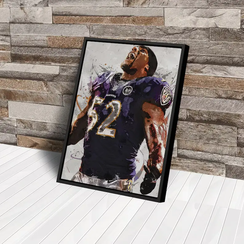 Ray Lewis Poster, Baltimore Ravens - Canvas Print, Framed Poster, Kids Decor, Man Cave Gift, Wall Art Decor, Canvas Wrap - Poster Print Unframed