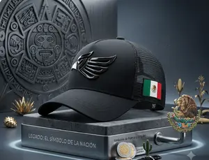 Men's Aztec Eagle Heritage Trucker Cap - Premium Embroidered Mexico Flag Mesh Hat, Luxury Culture Pride Flat Curve Bill Snapback Hat Gift
