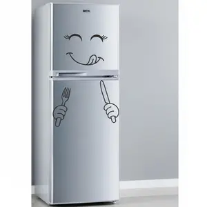 Removable Fridge Sticker Pack, Waterproof Kitchen Wall Decals, DIY Self-Adhesive Fun Emoji Decorative Stickers, Creative Cartoon Home Decor, 4-Piece Ins Style Vinyl Cling Set for Cabinets Tiles, Kitchen Bathroom Decoration