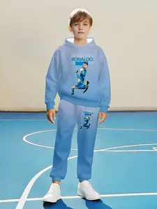 Boys Cristiano Ronaldo Hoodie, Sweatshirts and Sweatpants Casual Set, Comfortable Polyester Blend, Long Sleeve, Pocket Design, Spring & Fall