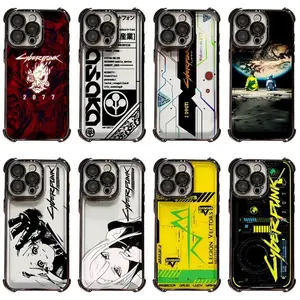 Edgerunners Cyberpunk 2077 Lucy Rebecca Hot Anime Black Phone Cases  for iPhone 17, 16, 15, 14, 13, 12, 11 Pro Air Plus ProMax and Samsung S26-S22 Plus shock-absorbing phone cases, fashionable gift.