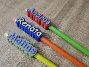 Personalized 3D Printed Pencil Topper Pack of 3 Customizable Name Space for Unique Stationery Accessories Easy to Use & Personalize Perfect Addition to Your Desk