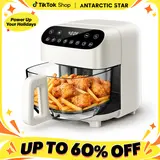 5QT Glass Air Fryer, Non Toxic AirFryer with Digital Touch Control, PFAS Free & BPA-Free, 8-in-1 Air Fryer, 1500W, Portable, Dishwasher Safe Basket, Up to 400°F, 95% Less Oil Cooking, White