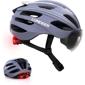 Lumdeer RC1 Model Adult Road Cycling Helmet - 24 Airflow Vents, EPS Foam, Low Profile, Lightweight Design, USB Rechargeable Safety Light, Quick Adjust Dial System