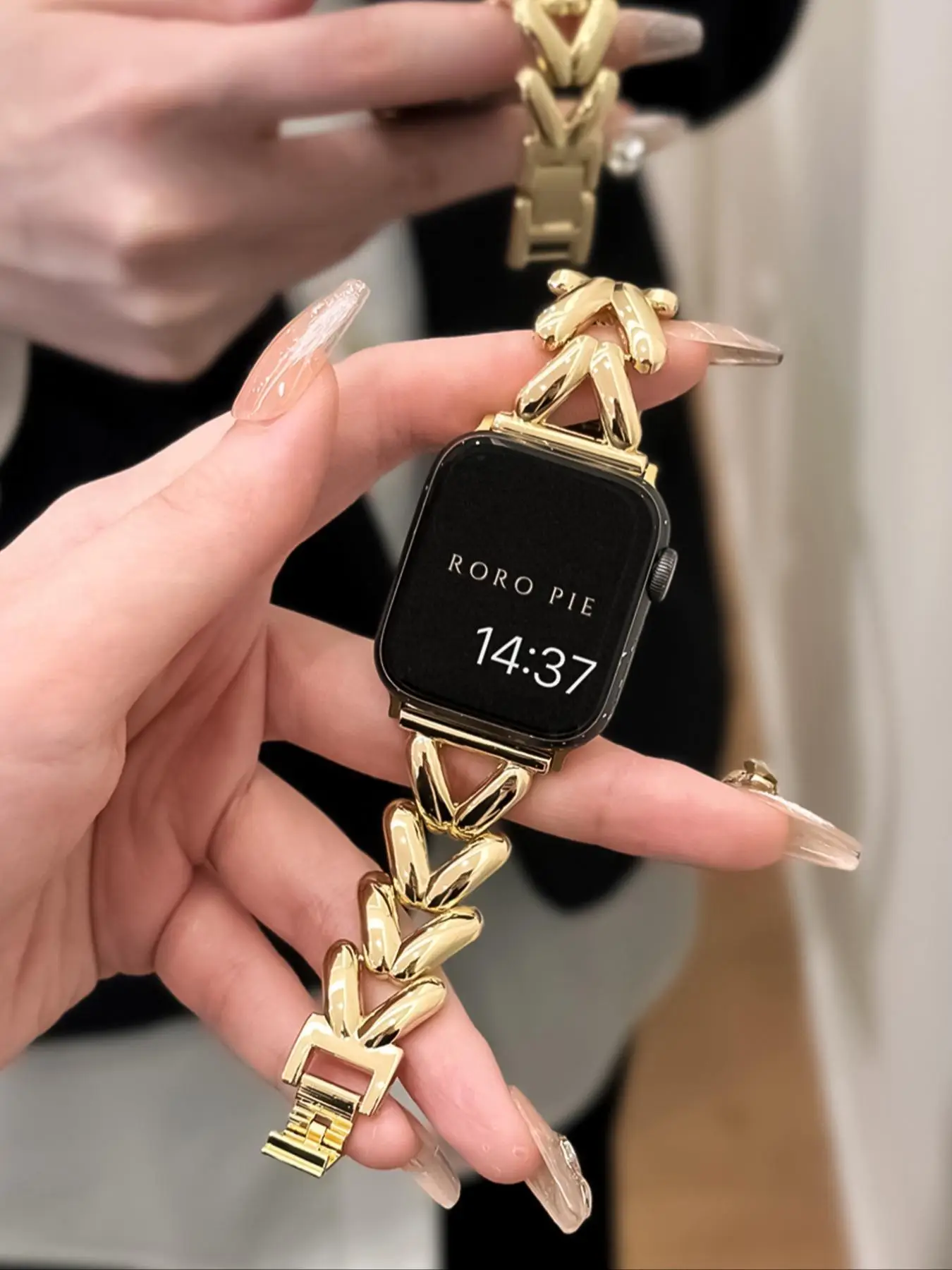 Fashionable Herringbone Design Watch Band, 1 Count Metal Watch Strap Suitable for Series Ultra SE 9/8/7/6/5/4/3/2/1, Watch Accessories Compatible with