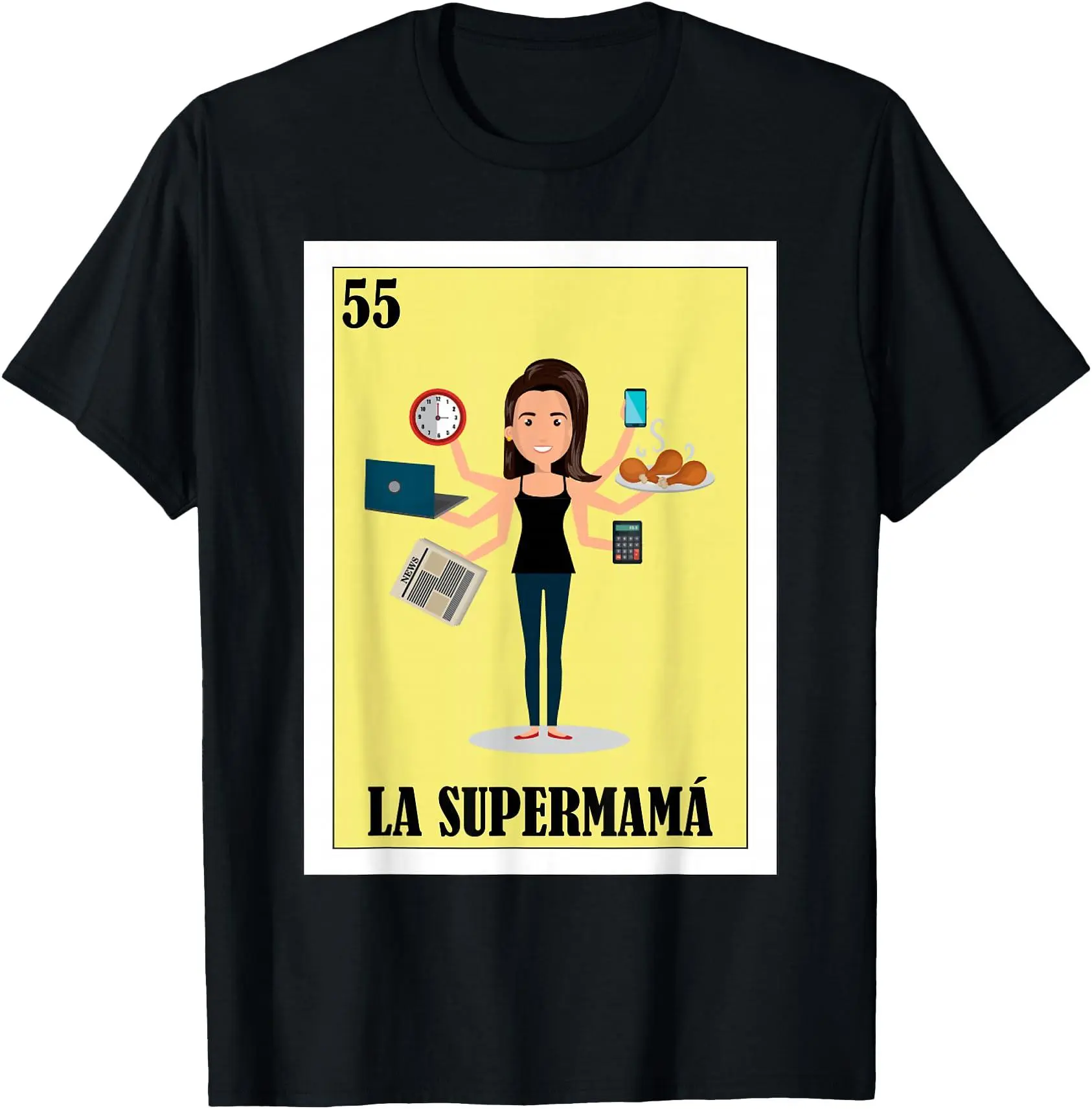 Humorous Mexican Mom Design Featuring La Supermama Cotton T-shirt