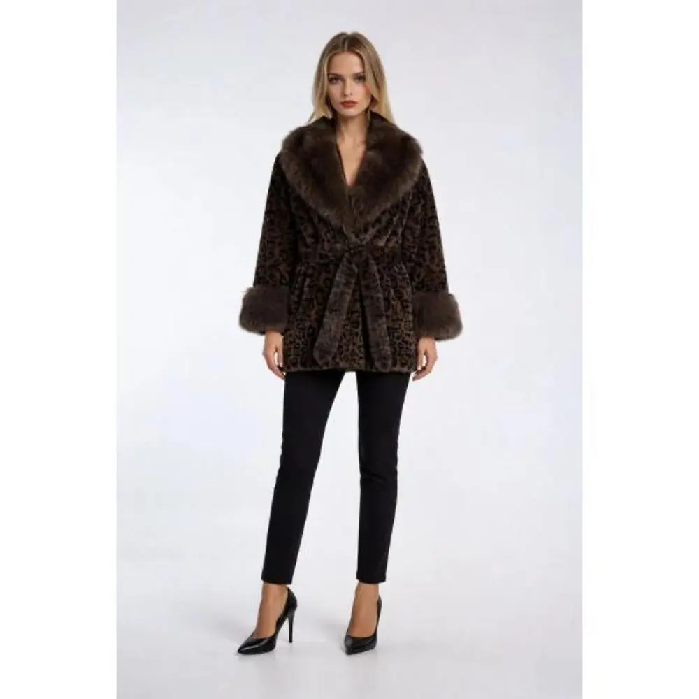 Forever 21 Leopard Print Tie-Waist Faux Fur Jacket