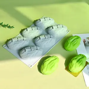 6-cavity silicone mould for pistachio mousse cake, suitable for baking chocolate candy fondant mould, simulating dried fruit shape and also suitable for handmade soap mould, Reusable Chocolate Mold