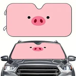 1pc Car Windshield Sunshade Pig-Nose Design Car Sunshade, Provides Shade And Heat Insulation, Prevents Damage, Prevents Interior Aging, Designed for Car Use, Portable And Foldable, Universal Fit, Excellent Light-Blocking Effect