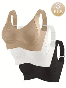 3-Pack EssElegance Bras Back Closure, Shaping, Push-UpSeamless, Wire-Free, Comfortable everyday
