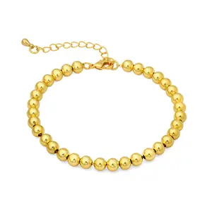 Mytys Gold Plated Bead Bracelets for Women Adjustable Dainty Gold Jewelry Stackable Vintage Luxury Style Festival Gift Stainless Steel Twisted Cable Wire Design