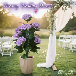 AUMMOOH Romantic Season 31" Artificial Hydrangea Tree in Pot Faux Potted Silk Hydrangea Plant for Indoor Outdoor Decoration Lifelike Artificial Flower Tree for Home Office Patio Garden Decor Purple