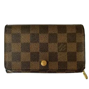Pre-owned Louis Vuitton Wallet Small Leather Goods damier brown unisex compact ca0071 authentic with COA