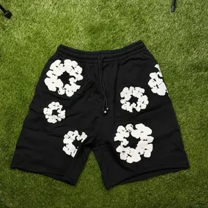 DENIM TEARS BLACK W/WHITE SHORTS
