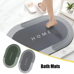 Soft Diatomite Bathroom Mat - Ultra-Absorbent Thin Mat with Non-Slip Rubber Backing, Machine Washable, Mildew-Resistant, Easy Cleaning for Shower, Kitchen (15.7x23.6 in Oval) Father's Day Gift Idea summerwins, water absorbing Mat
