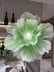 【Dancing Petals】60inches Artificial Silk Screen Flower Poppy Silent Opening & Closing automaticall Display Window Large floor Flower  Wedding Decoration Shooting Props Can Be Customized