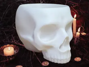 3D Printed Skull Planter: Halloween Decor, Desk Organizer, Candy Dish