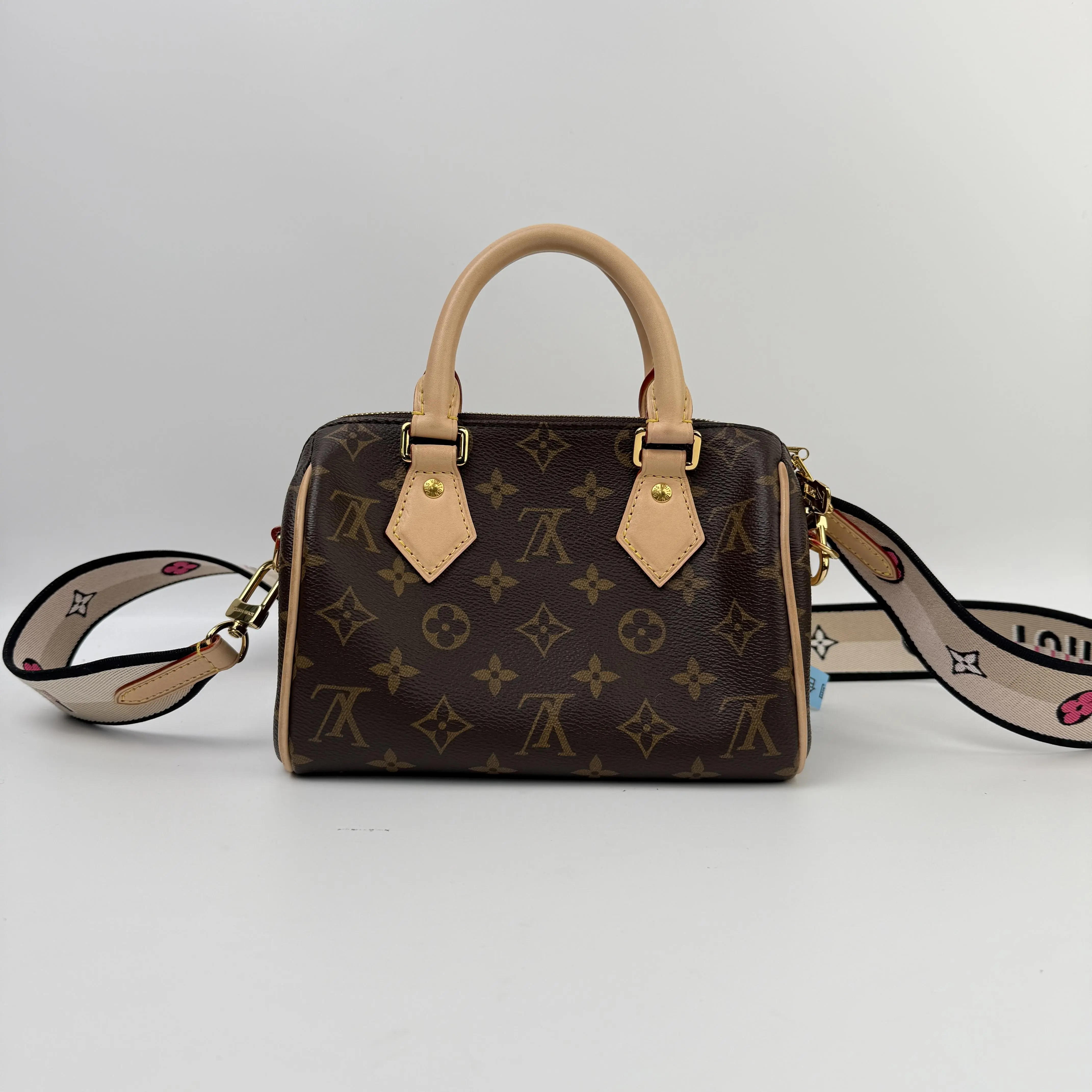 Pre-owned Louis Vuitton coated canvas handle bag LV Speedy 20 with black adjustable shoulder straps【The Vault】