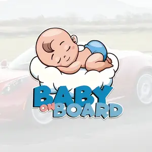 Baby On Board Vinyl Sticker Decal, Cute Infant Sleep Car Decals, Vehicle Window Safety Warning Sign, Reminder and Awareness Enhancer, Cute Design, Universal Car Sticker, Automobile Decals, Vehicle Exterior Decoration
