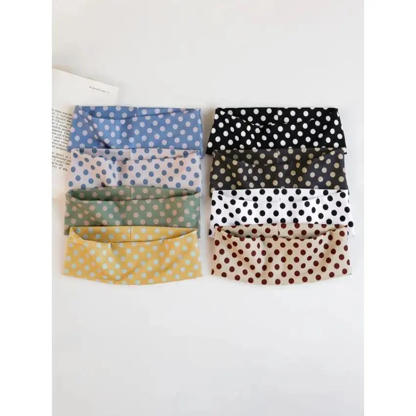 4-Piece Polka Dot Sports Headbands, Unisex Minimalist Elastic Lightweight Fabric Matching Sets for All Seasons Daily Wear