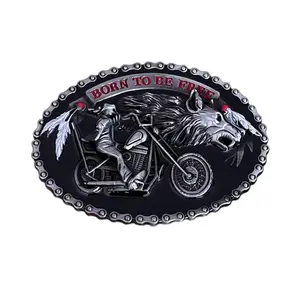 Born to Be Free Biker Belt Buckle Silver - Motorcycle Design for Versatile Use