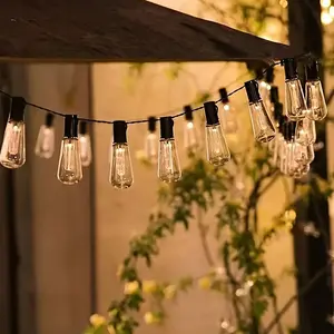 1PCS20 Lights Solar Warm Light Papaya String - Retro Outdoor Transparent LED String Waterproof Fairy Light for Halloween Christmas Decor China