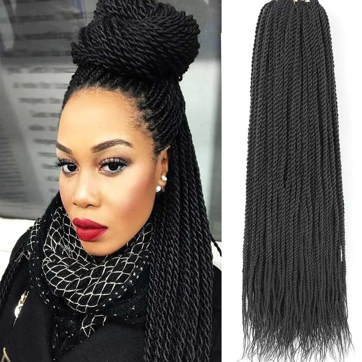 Senegalese Twist Crochet Hair For Black Women 18 Inch PreTwisted Twist Crochet Hair 25 Strands Pre Looped Crochet Braids 8 Packs Crochet Twist Hair