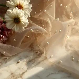 2Pcs, semi-transparent champagne-colored tulle with pearlescent finish, size: 30*119 inches, suitable for romantic wedding ceremony chair backs, stair railings, party tables, Wedding arch cover, perfect for Christmas