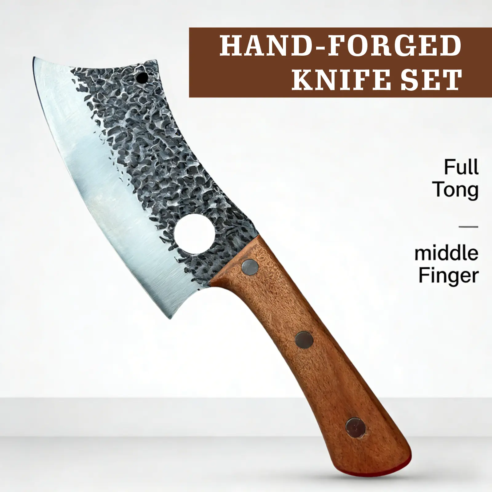 Stainless steel hand forging hammer pattern slaughter blade sharp outdoor picnic pigs and sheep often use curved knives to cut bones
