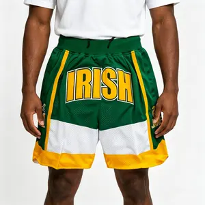 Men's IRISH #23 JAMES Basketball Shorts Sewing embroidery  big size Mesh breathable outdoor sports loose sweatpants Vintage classic training match day Sports Bottoms S-XXL Cheap High Quality green Apparel Jersey Football Jerseys