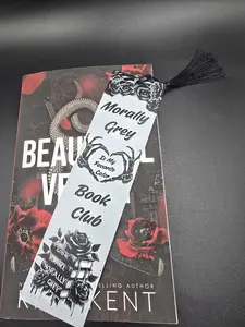 Morally Grey Bookmark - Book Club Design with Black Tassel and Elegant Rose Accents for Book Lovers