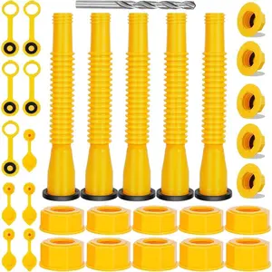 5 kit Yellow Gas Can Spout Replacement, Gas Can Nozzle, Flexible Pour Nozzle Suitable for Most 1/2/5/10 Gal Oil Cans, Fuel Can Spout Replacement with SCEPTER, MIDWEST, AMERI-CAN, PLASTIC EAGLE PG5 & KP SERIES