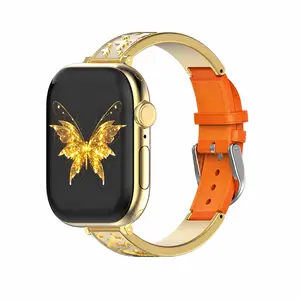 Vintage Pattern Replaceable Watch Band, Butterfly Pattern Strap Compatible with Apple Watch 38/40/41/42/44/45/46/49mm, Fashion Wearable Accessories