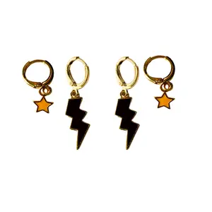 Idaho State Gameday Earring Stack with Huggie Hoop by Stacked By Suzie - Mini Enamel Bolt and Mini Enamel Stars for Bengals Game Day