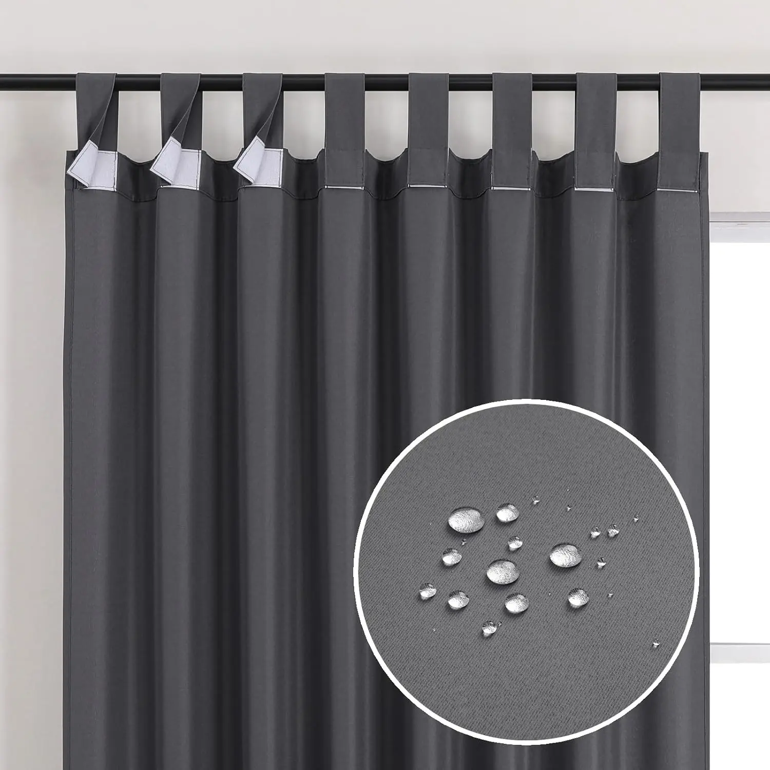 Outdoor Curtains for Patio  - Windproof Gazebo Curtains Outdoor Tab Top Curtain Panels,1 Panel, 52" W x 96" L, Grey