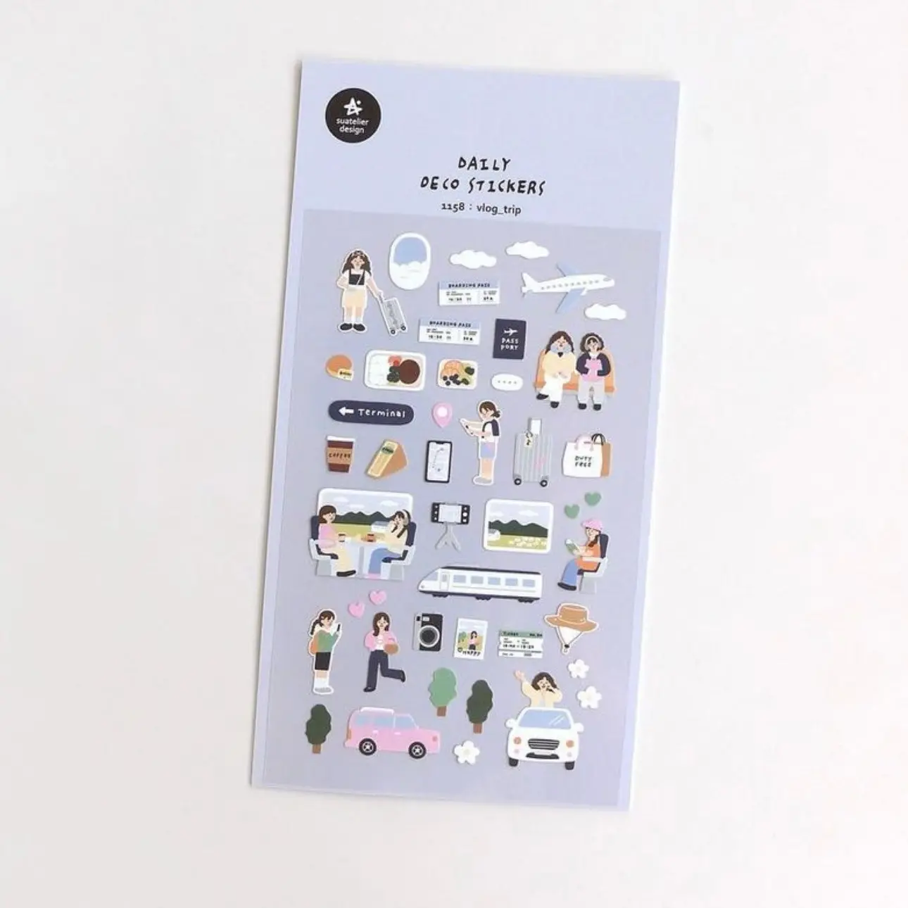 Suatelier Stickers No. 1158: Vlog Trip - Travel-Themed Mini Stickers for Planners and Journals journal stickers korean stickers