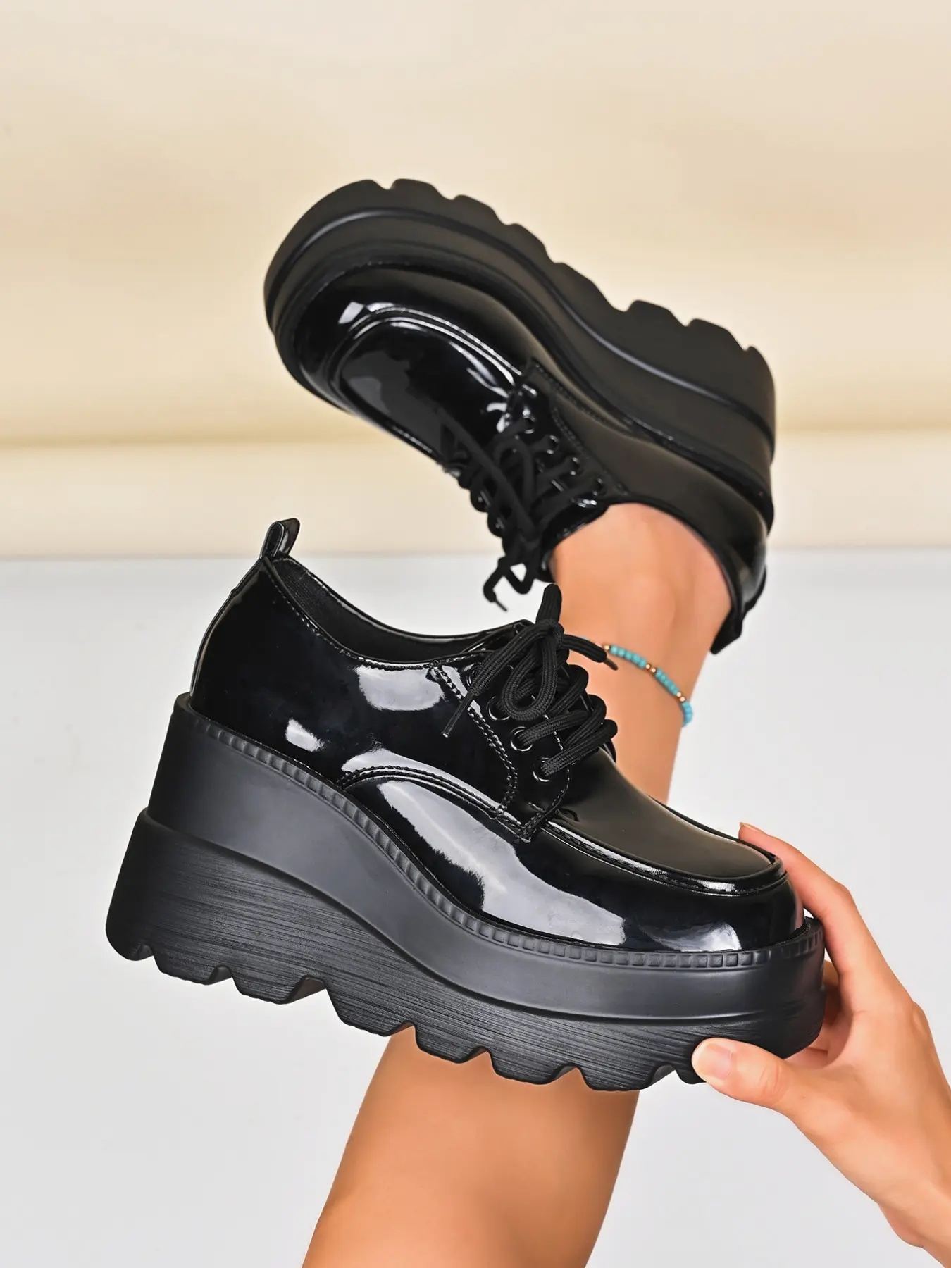 Women's Fashion Thick Sole High Heel Rubber Shoes, Casual Comfortable Daily Wear, Versatile Trendy Stylish Elegant Shoes for Everyday and Parties
