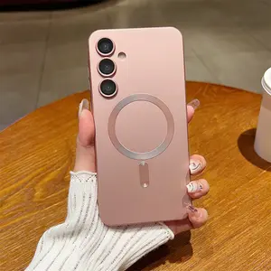 Shockproof Plated Magnetic Case for Samsung Galaxy a Series Smartphone, Magsafe Wireless Charging Bumper Cover, Durable Protection, Smartphone Protector, Accessories