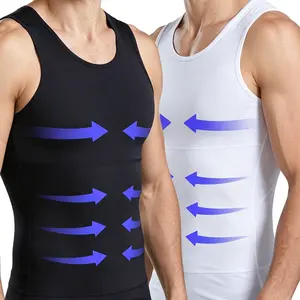 2/1 Men Invisible Compression Shapewear Slim Fit Daily Base Layer Tummy Control Soft Fabric Breathable High Stretch All Season Menswear Plain Thin Operator Tops Smooth