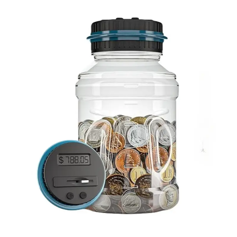 Smart Coin Counting Money Box, Digital Piggy Bank, Identifies Coin Amounts, LCD Display, Adjustable Buttons, Kids & Adults Gift, Christmas Halloween Present, Cash Coin Jar, Coin Savings Bank