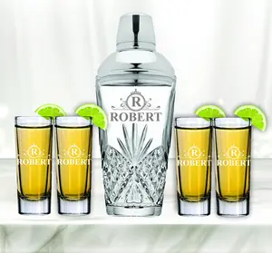 Personalized Anniversary Gifts, Shot Glass Shaker Gift Set, Cocktail Tequila Shot Glasses, 50th Anniversary Gift, 25th Wedding Anniversary