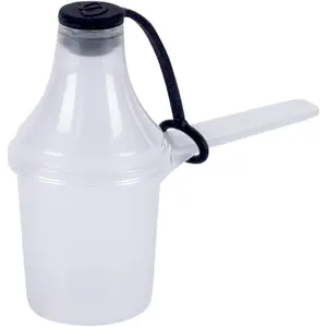 Plastic Measuring Scoop with Funnel, , 2 Tablespoon (29.6 cc | 1 oz | 29.6 mL) Measuring Spoons for Powders, Coffee, , Protein and Or Dry Goods (Pack of 1, White, With Cap)